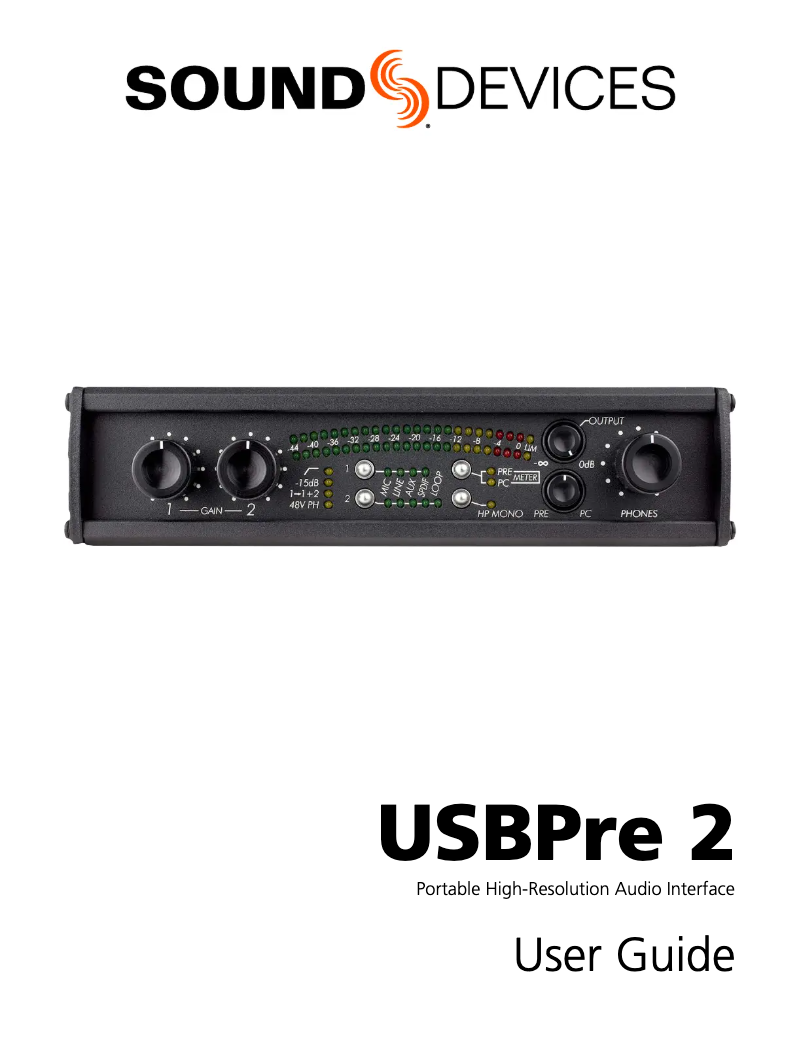 Page 1 de la notice Manuel utilisateur Sound Devices USBPre 2