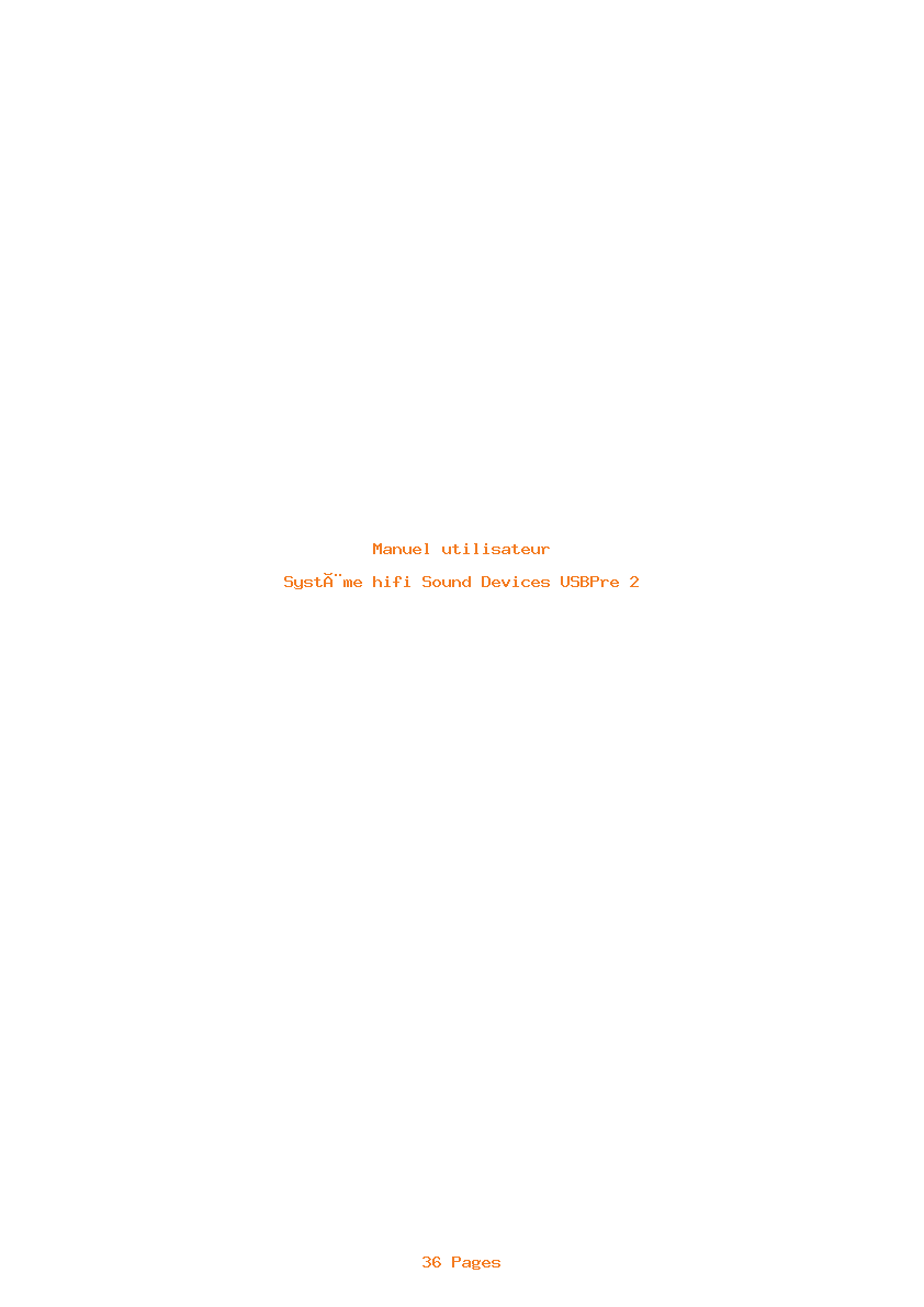 Page 1 de la notice Manuel utilisateur Sound Devices USBPre 2