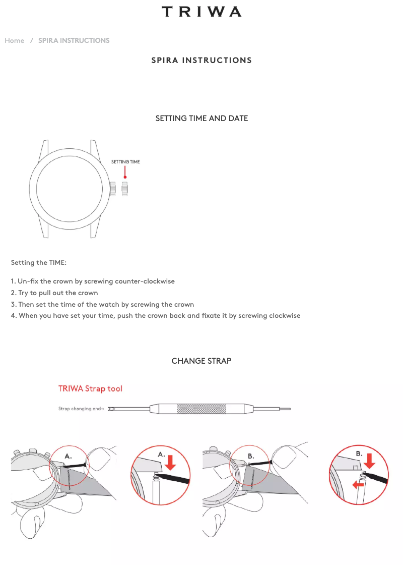 Page 1 de la notice Manuel utilisateur Triwa Spira
