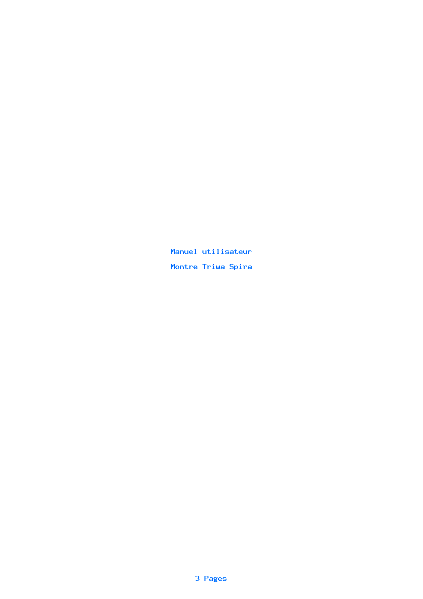 Page 1 de la notice Manuel utilisateur Triwa Spira