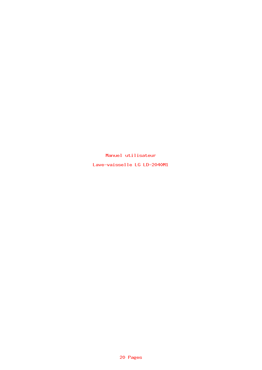Page 1 de la notice Manuel utilisateur LG LD-2040M1