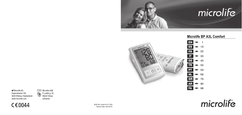 Page 1 de la notice Manuel utilisateur Microlife BP A3L Comfort