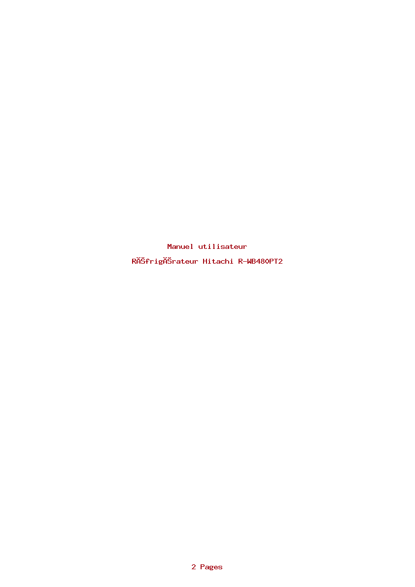 Page 1 de la notice Manuel utilisateur Hitachi R-WB480PT2