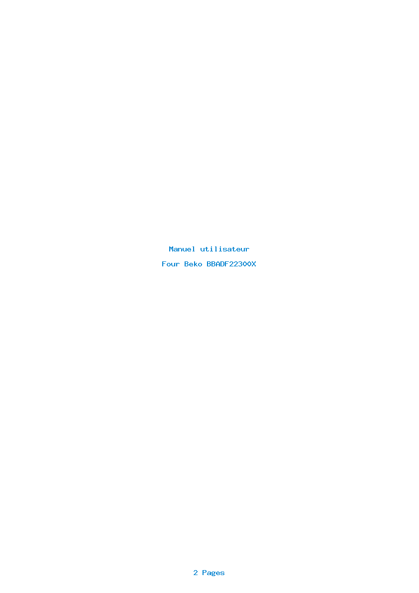 Page 1 de la notice Manuel utilisateur Beko BBADF22300X