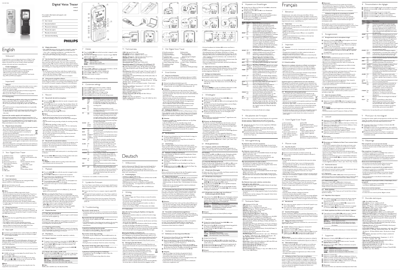 Page 1 of the manual User Manual Philips Voice Tracer LFH0662