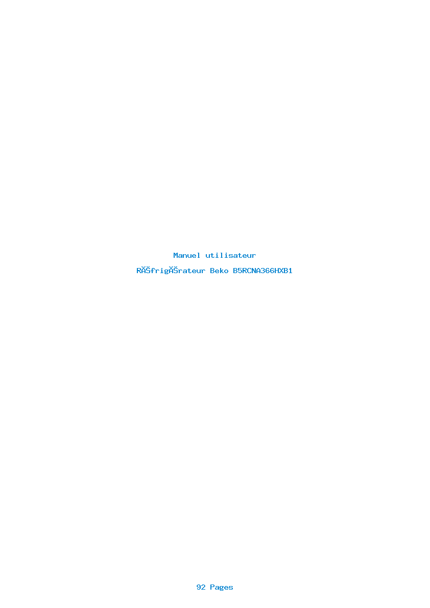 Page 1 de la notice Manuel utilisateur Beko B5RCNA366HXB1