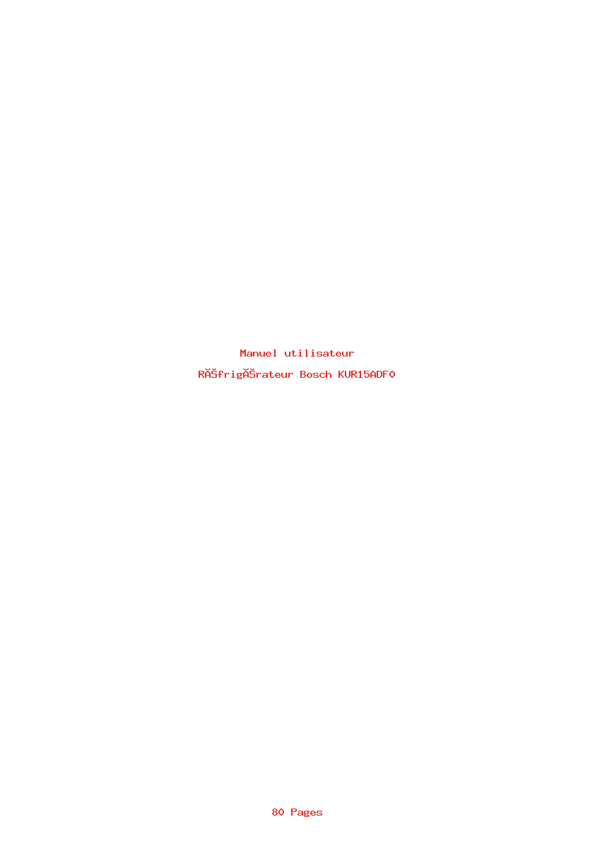 Page 1 de la notice Manuel utilisateur Bosch KUR15ADF0