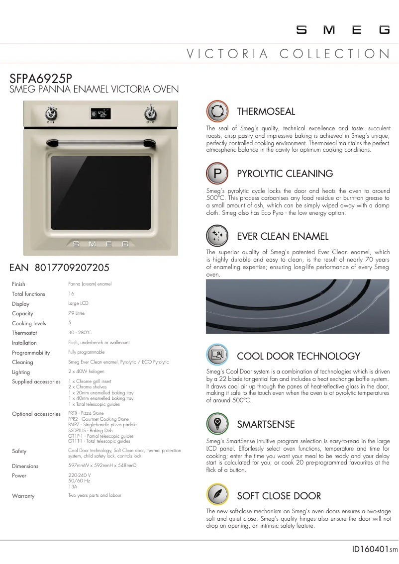 Page 1 de la notice Fiche technique Smeg SFPA6925P