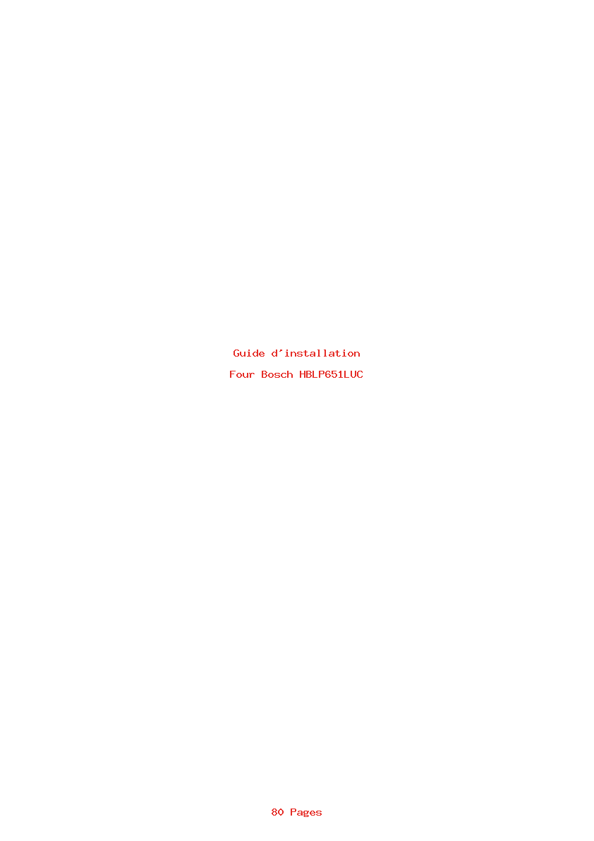 Page 1 de la notice Guide d'installation Bosch HBLP651LUC
