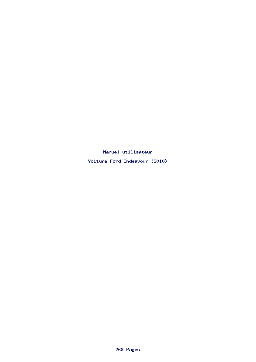 Page 1 de la notice Manuel utilisateur Ford Endeavour (2010)