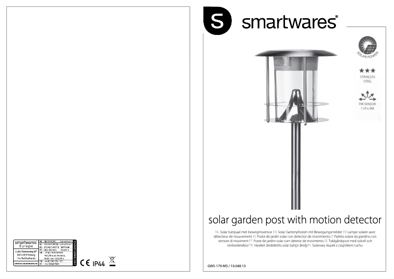 Página 1 del manual Manual de usuario Smartwares GWS-179-MS
