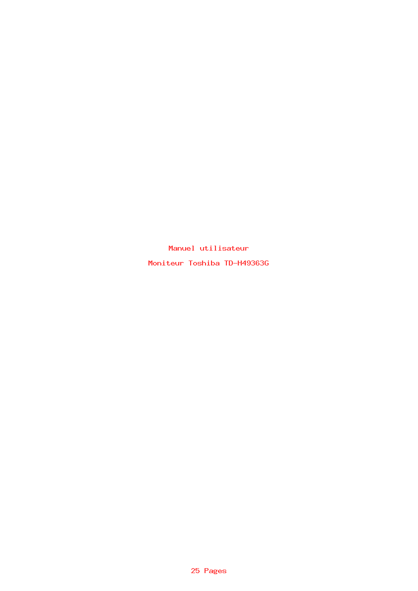 Page 1 de la notice Manuel utilisateur Toshiba TD-H49363G