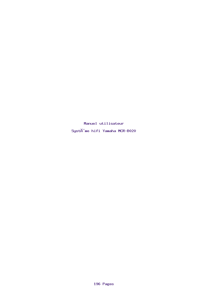 Page 1 de la notice Manuel utilisateur Yamaha MCR-B020