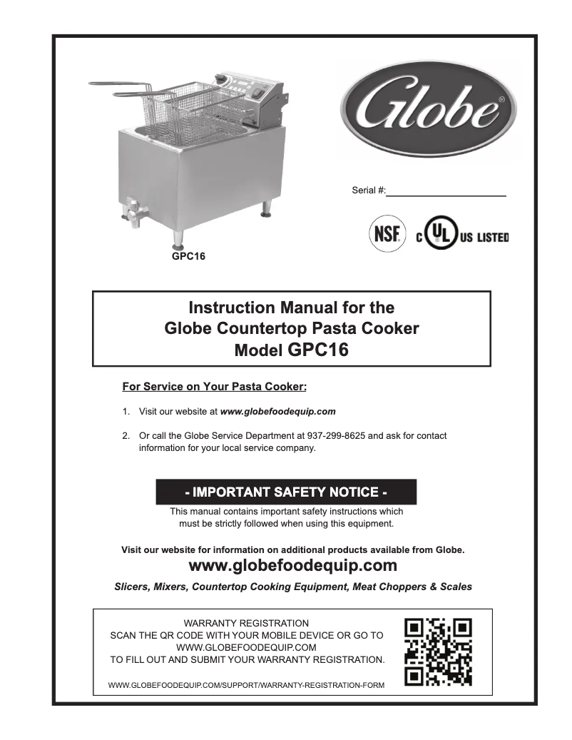 Page 1 de la notice Manuel utilisateur Globe GPC16