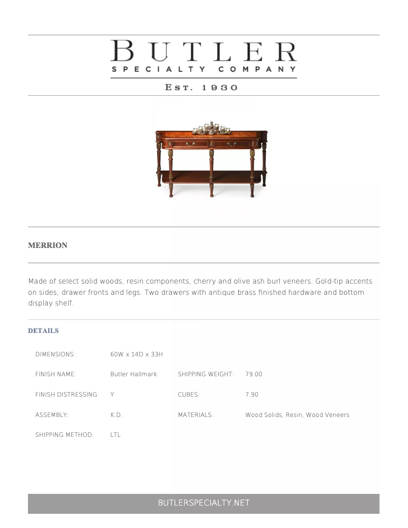 Page 1 de la notice Manuel utilisateur Butler Merrion 0872030