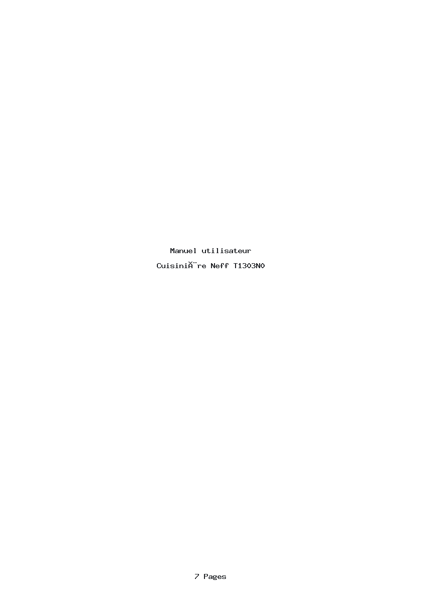 Page 1 de la notice Manuel utilisateur Neff T1303N0