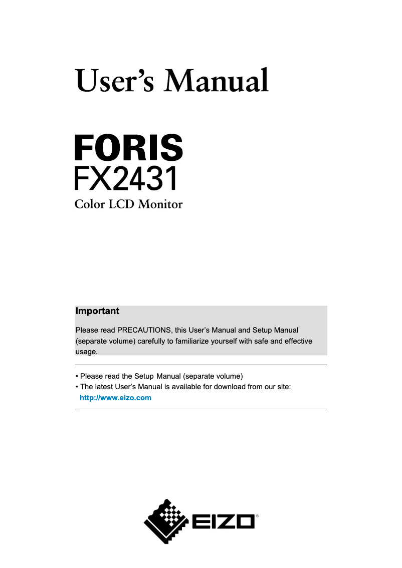 Page 1 de la notice Manuel utilisateur Eizo FORIS FX2431