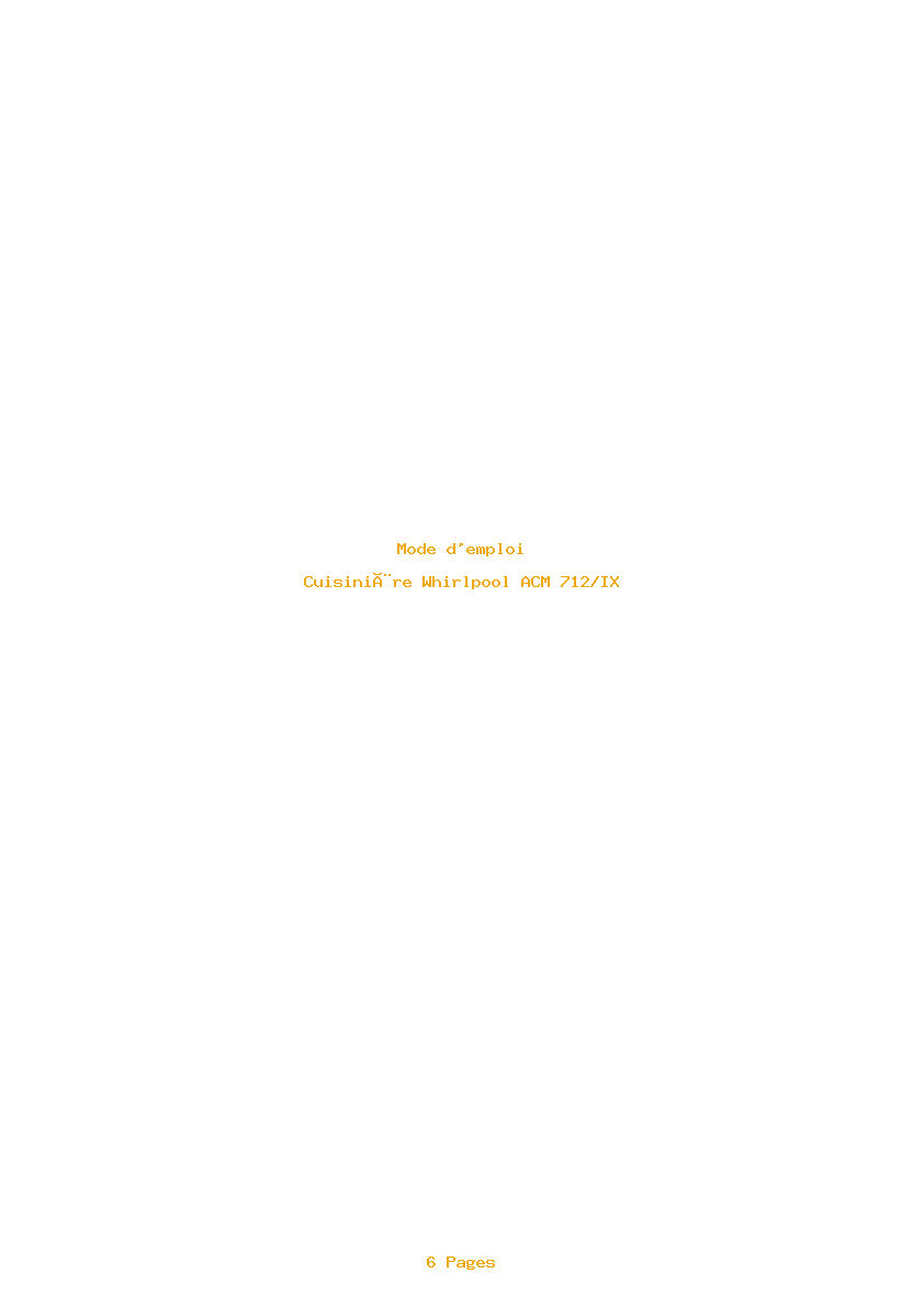 Page 1 de la notice Mode d'emploi Whirlpool ACM 712/IX