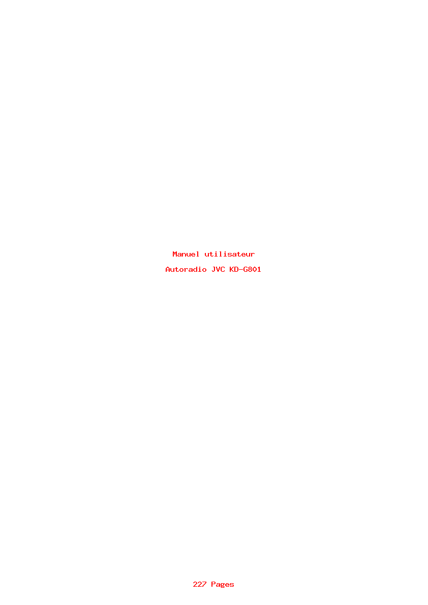 Page 1 de la notice Manuel utilisateur JVC KD-G801