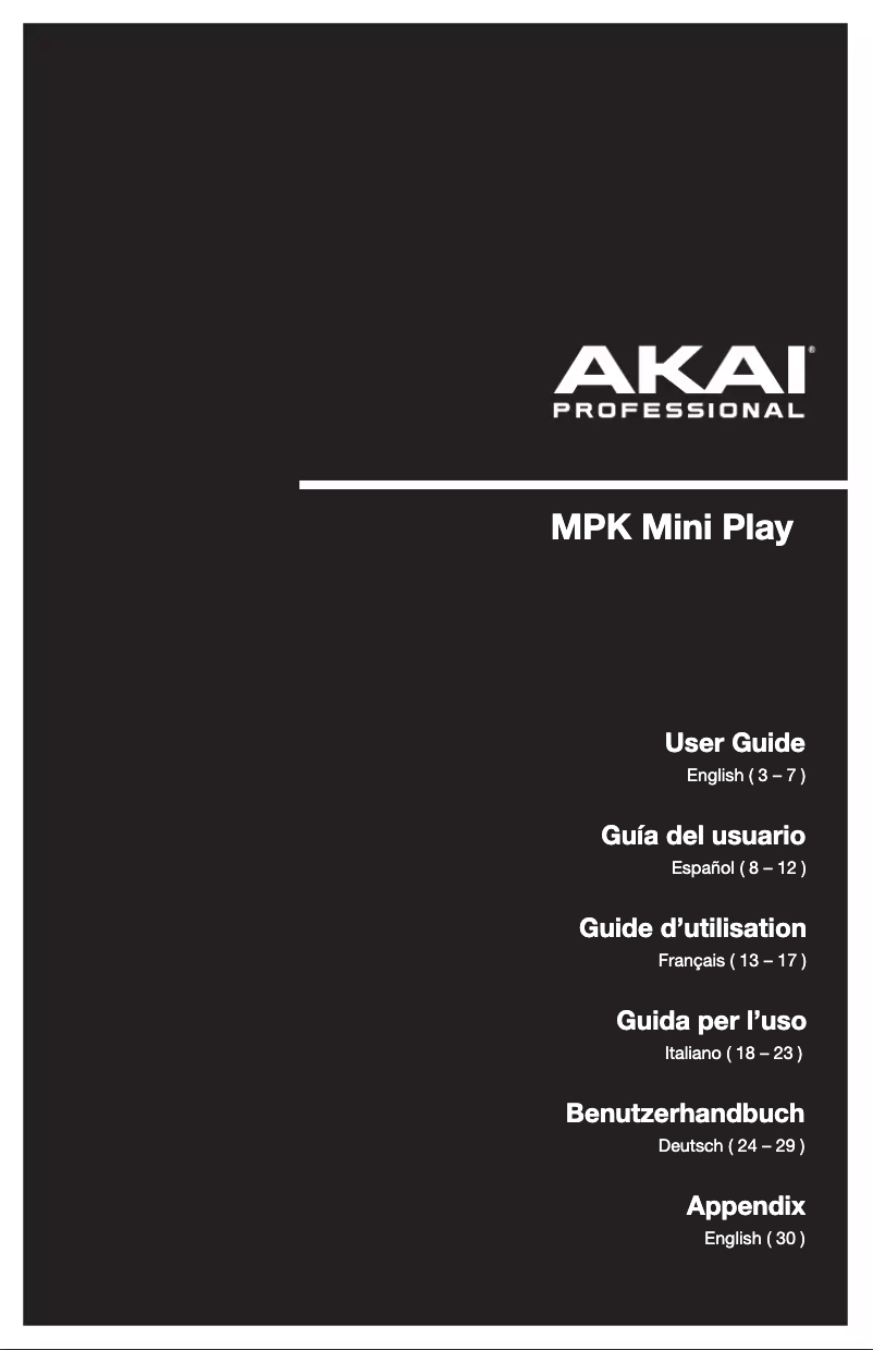 Page 1 de la notice Manuel utilisateur AKAI MPK Mini Play