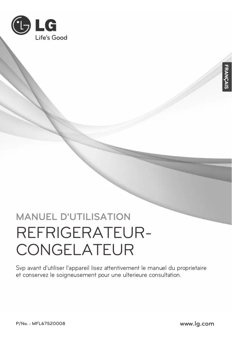 Page 1 de la notice Manuel utilisateur LG GR-S632GLRC