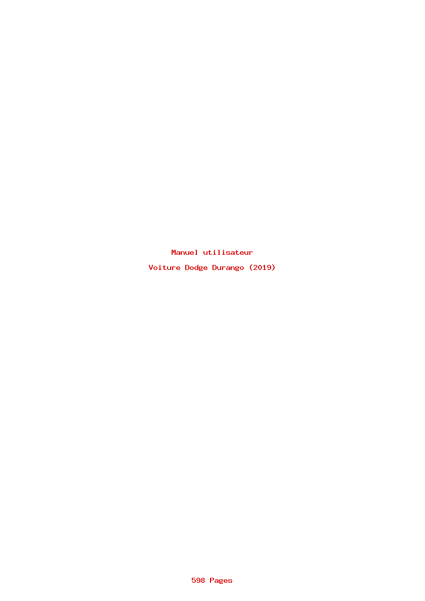 Page 1 de la notice Manuel utilisateur Dodge Durango (2019)