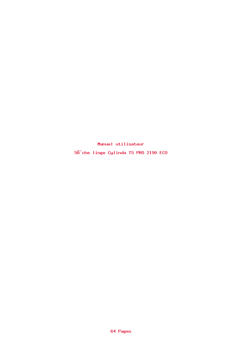 Page 1 de la notice Manuel utilisateur Cylinda TS PRO 2190 ECO