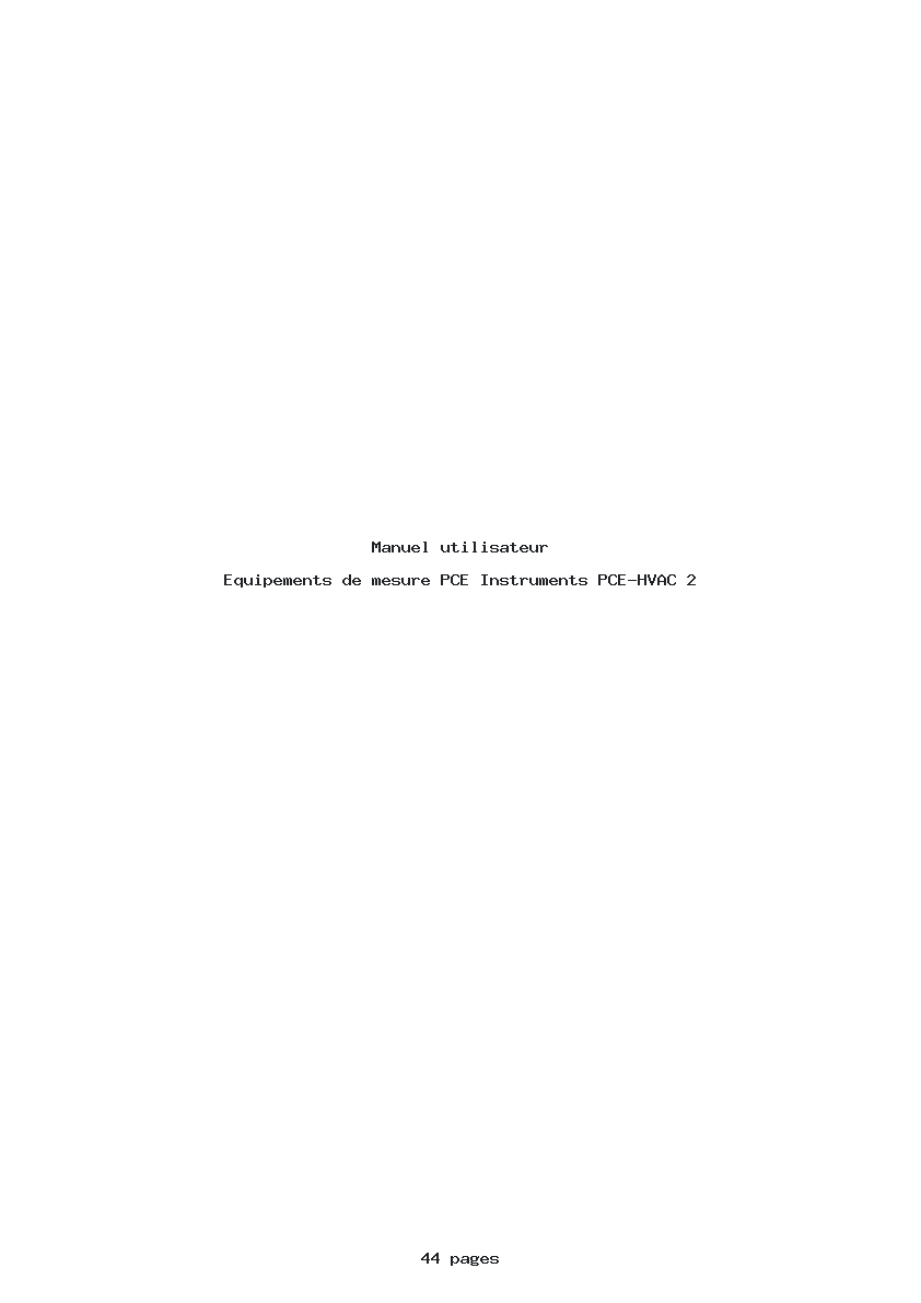 Page 1 de la notice Manuel utilisateur PCE Instruments PCE-HVAC 2