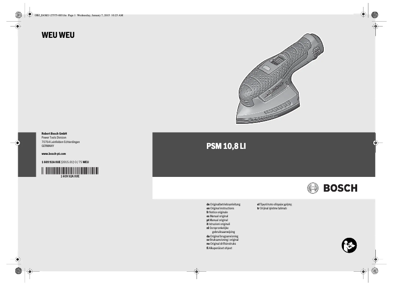 Page 1 of the manual User Manual Bosch PSM 10,8 LI