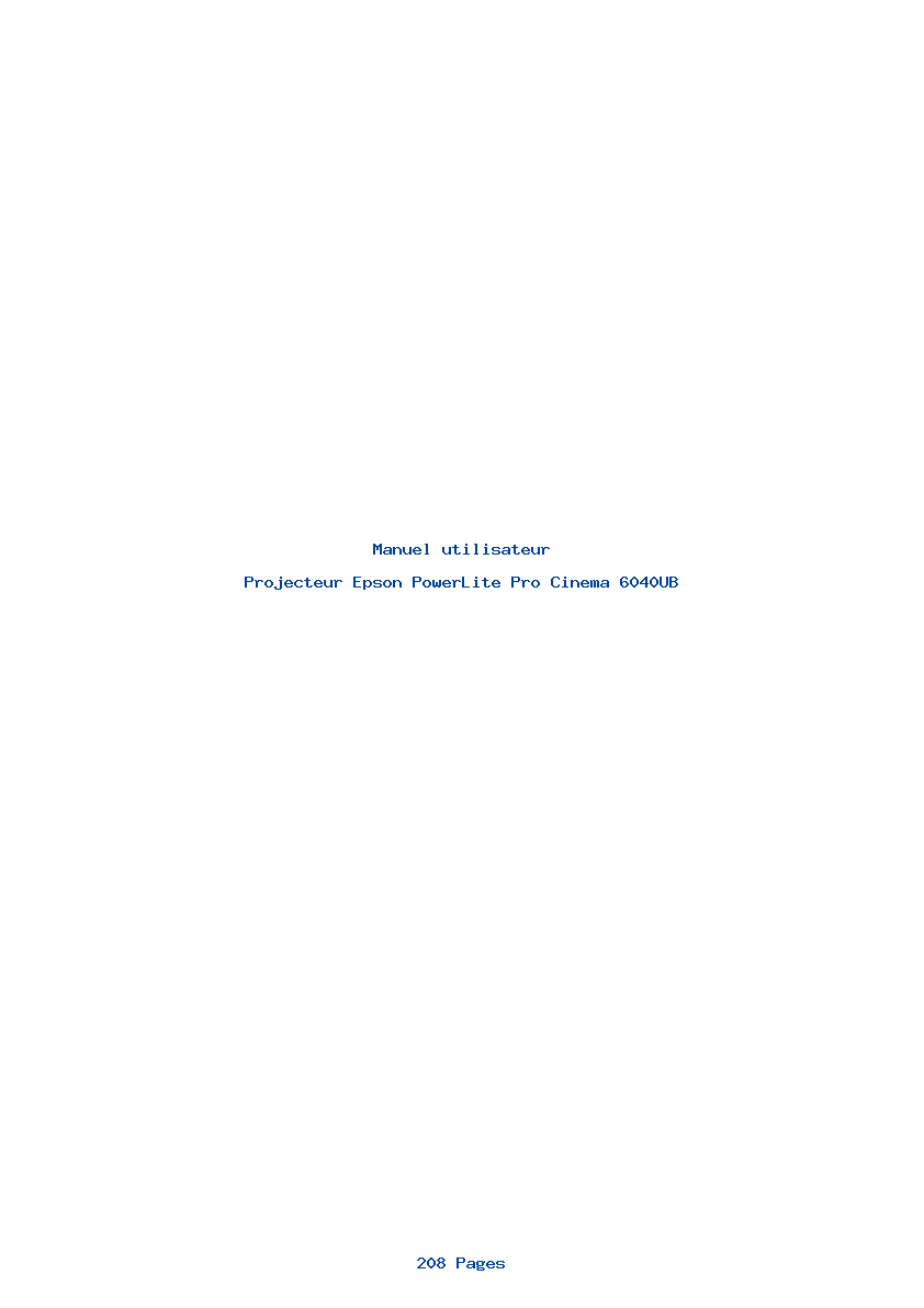 Page 1 de la notice Manuel utilisateur Epson PowerLite Pro Cinema 6040UB
