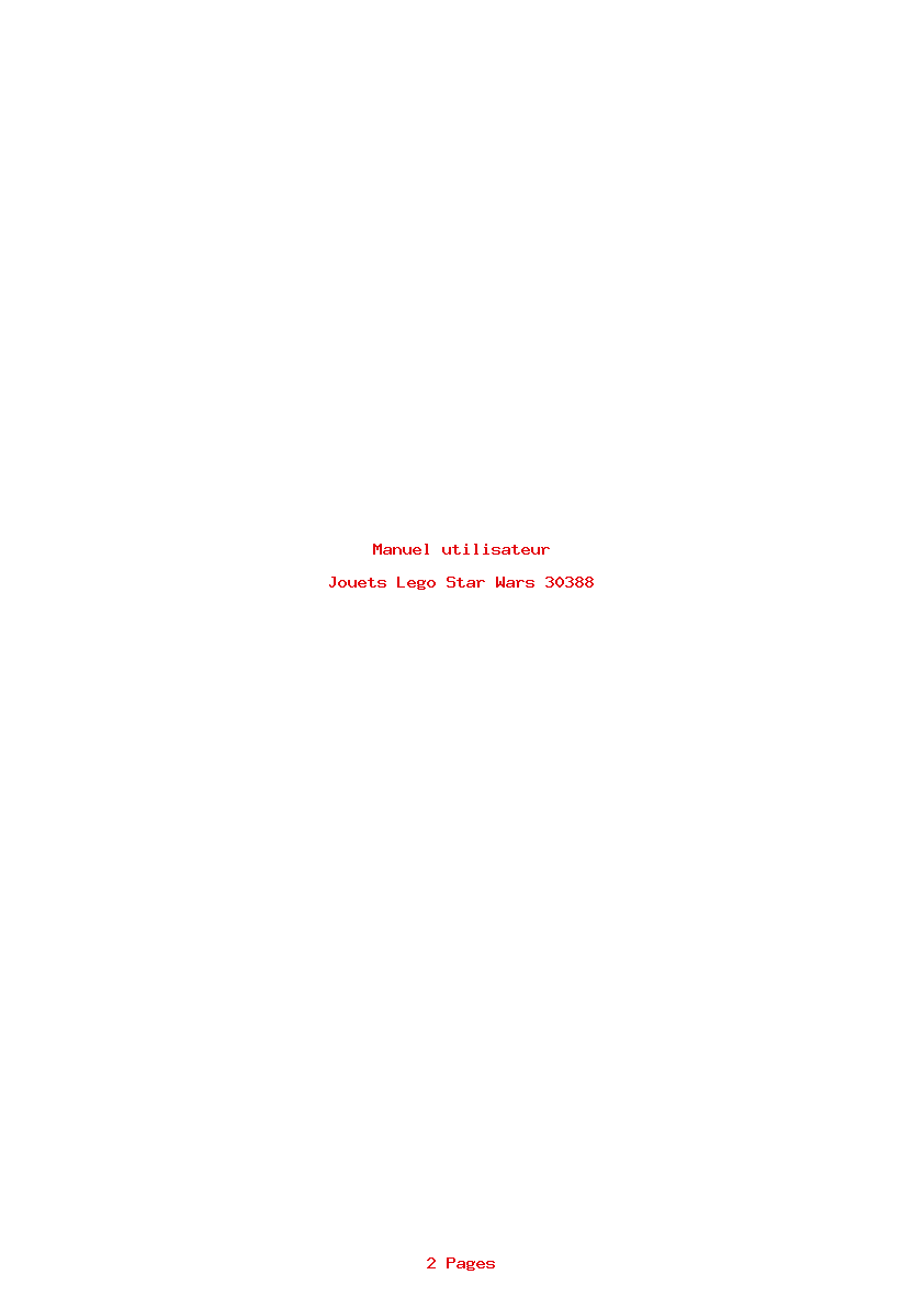 Page 1 de la notice Manuel utilisateur Lego Star Wars 30388