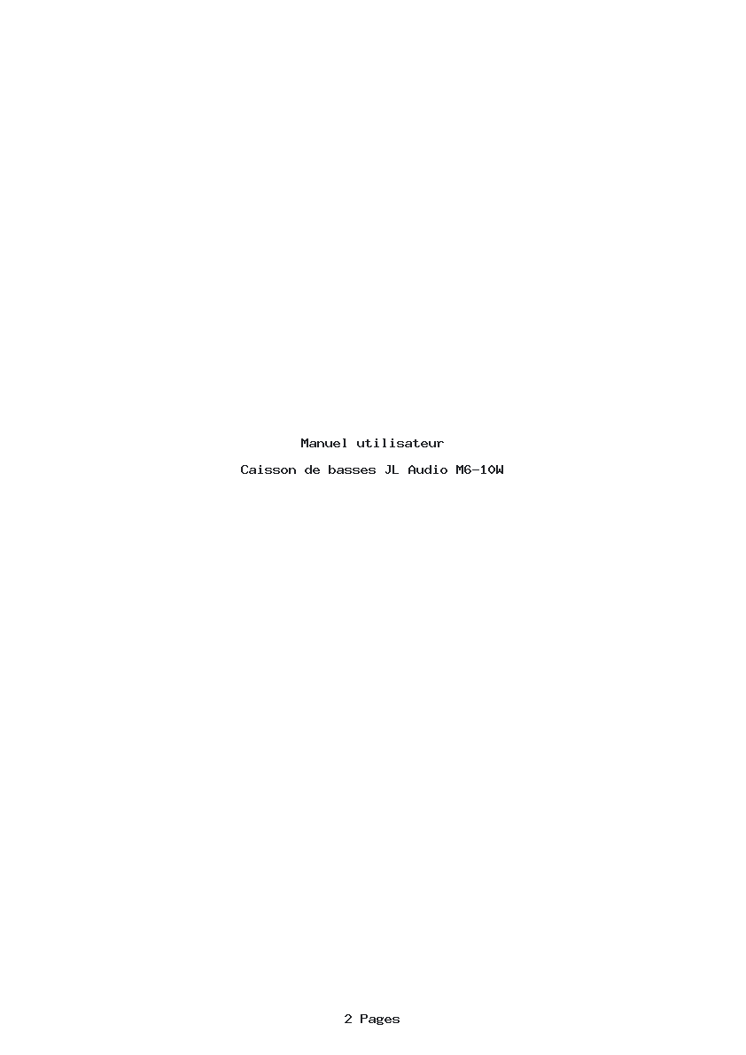 Page 1 de la notice Manuel utilisateur JL Audio M6-10W