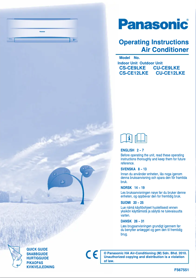 Página 1 del manual Manual de usuario Panasonic CU-CE12LKE