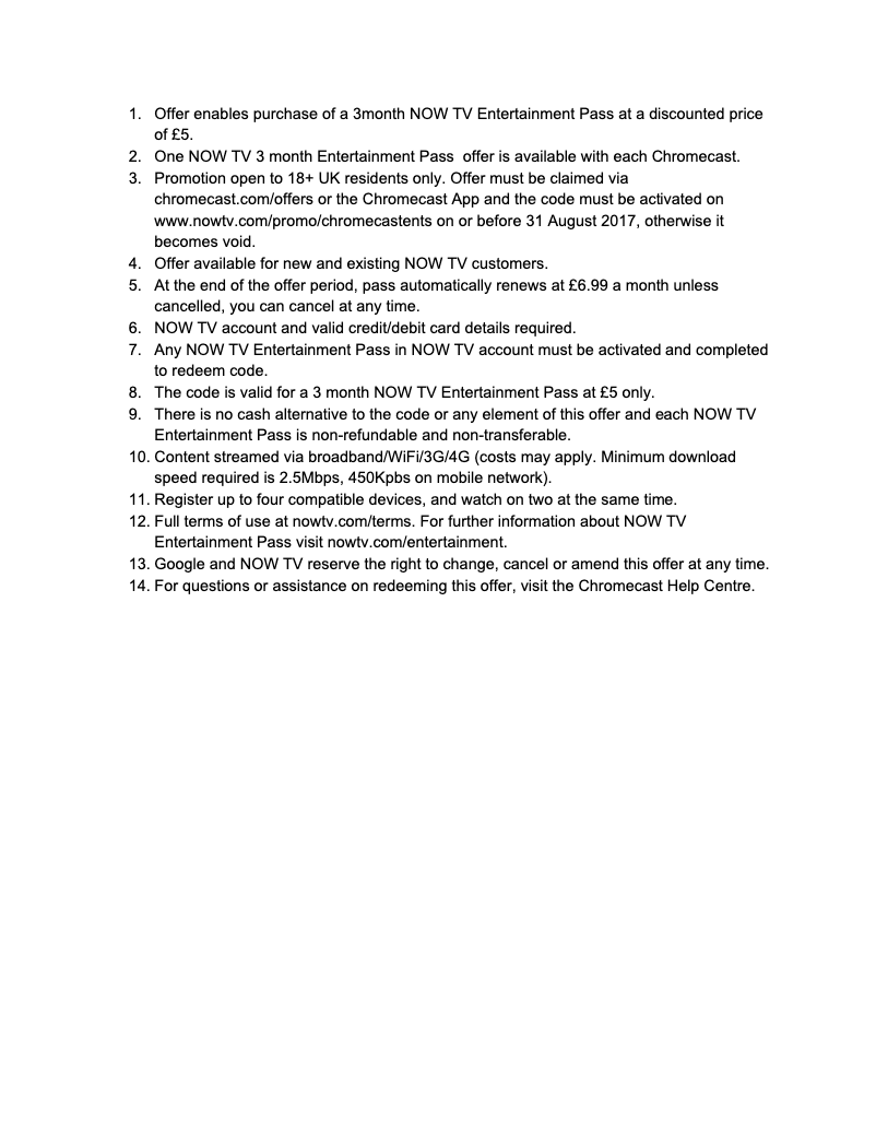 Page 1 de la notice Manuel utilisateur Google Chromecast Ultra