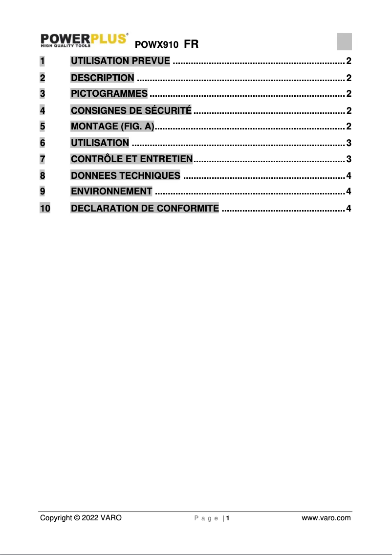 Página 1 del manual Manual de usuario PowerPlus POWX910