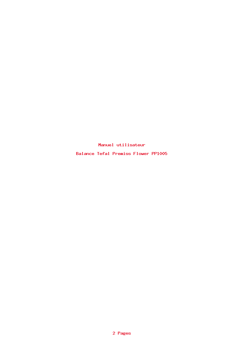 Page 1 de la notice Manuel utilisateur Tefal Premiss Flower PP1005