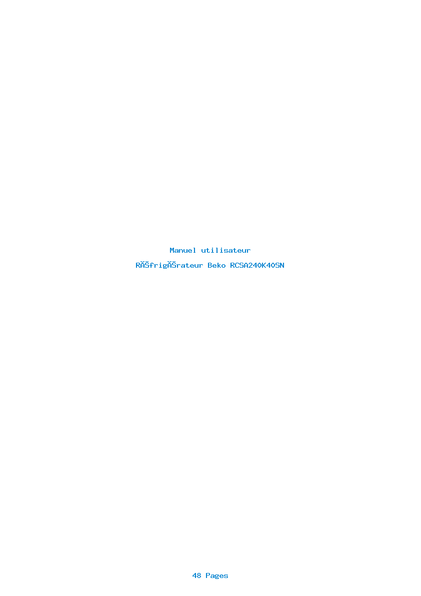 Page 1 de la notice Manuel utilisateur Beko RCSA240K40SN