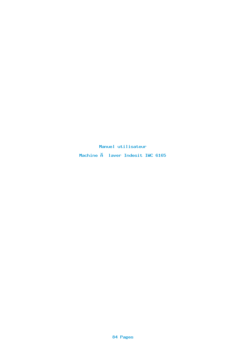 Page 1 de la notice Manuel utilisateur Indesit IWC 6165