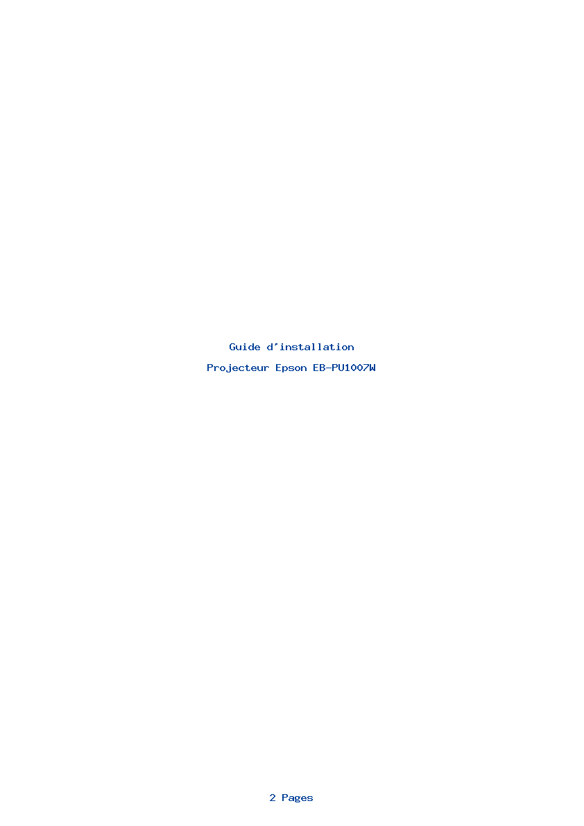 Page 1 de la notice Guide d'installation Epson EB-PU1007W
