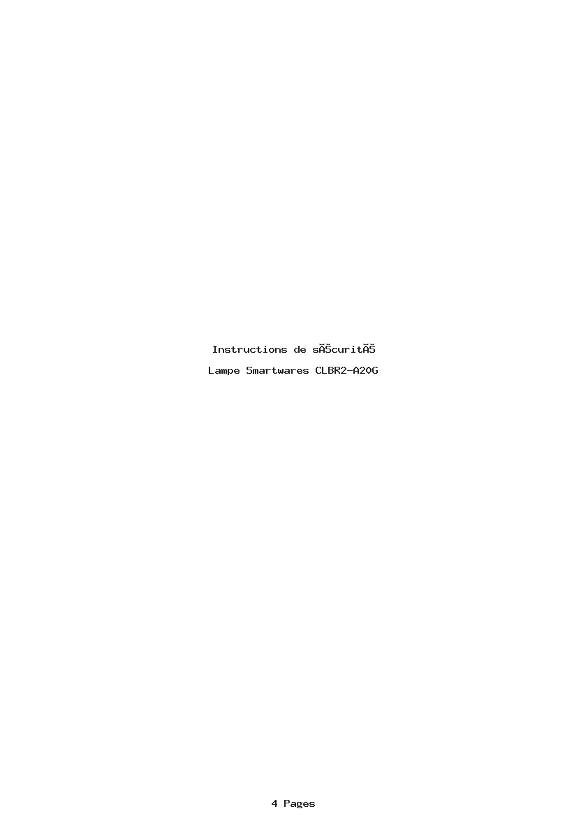 Page 1 de la notice Instructions de sécurité Smartwares CLBR2-A20G