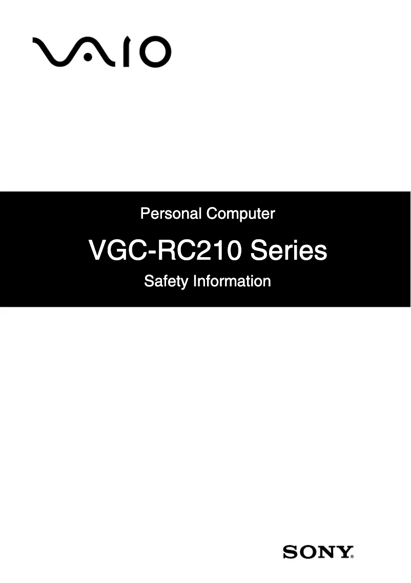 Image de la première page du manuel de l'appareil Vaio VGC-RC210G