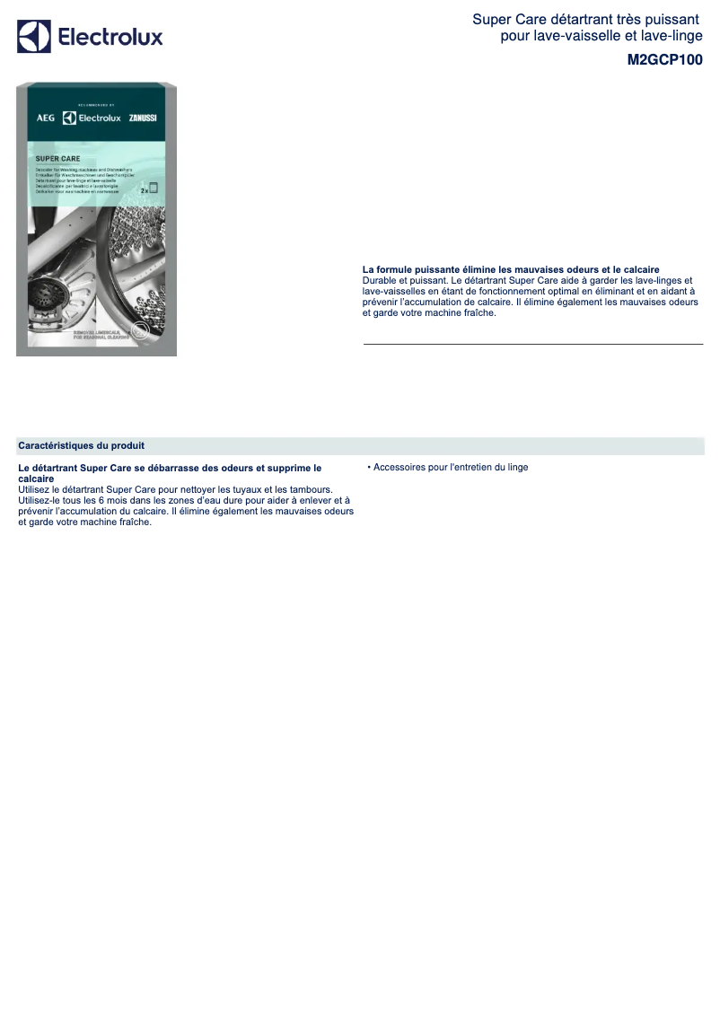 Página 1 del manual Ficha técnica AEG M2GCP100