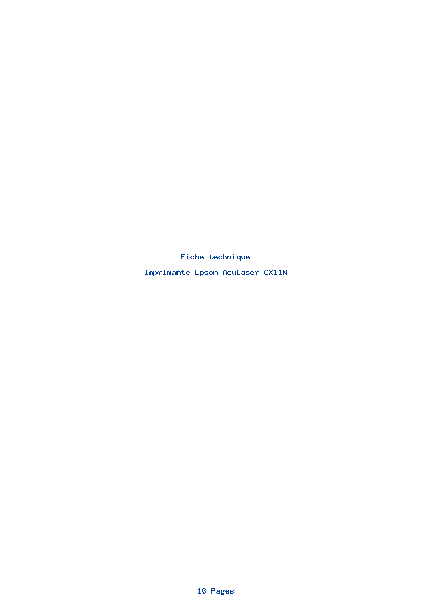 Page 1 de la notice Fiche technique Epson AcuLaser CX11N