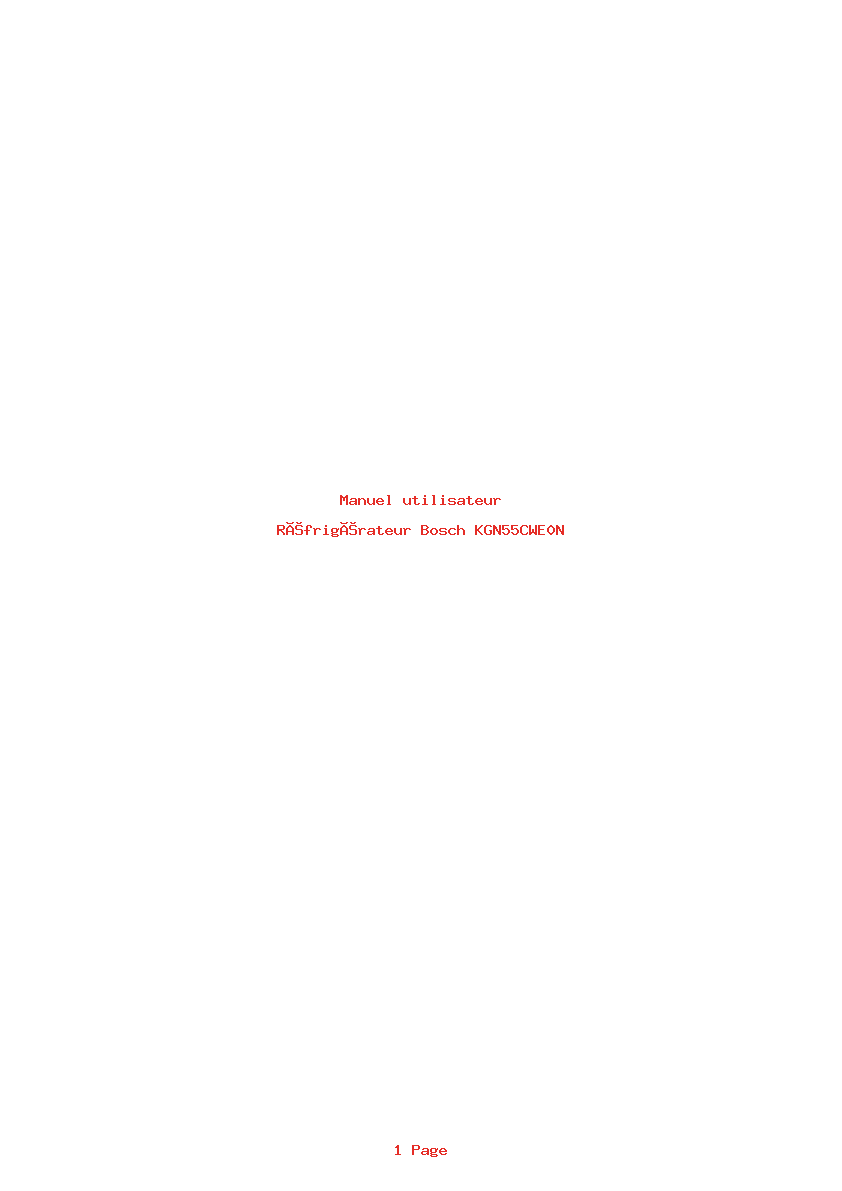 Page 1 de la notice Manuel utilisateur Bosch KGN55CWE0N