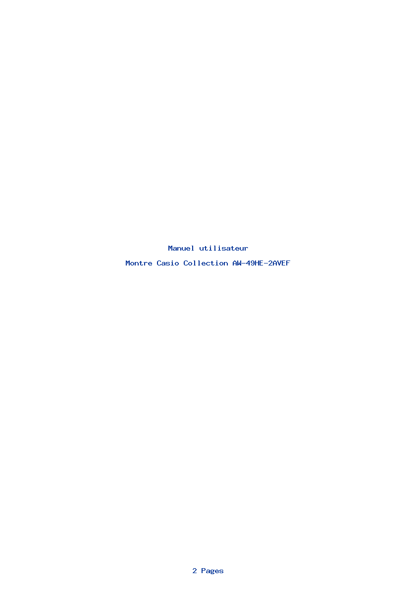 Page 1 de la notice Manuel utilisateur Casio Collection AW-49HE-2AVEF
