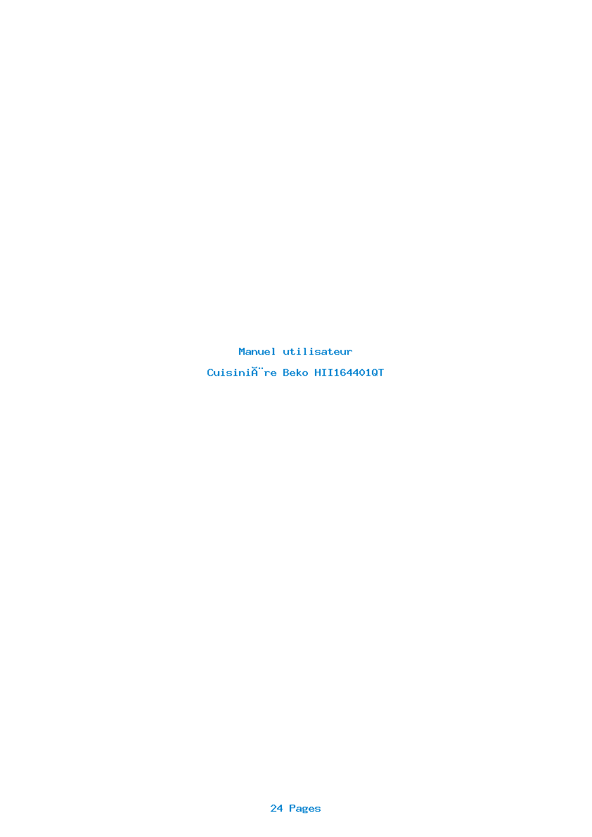 Page 1 de la notice Manuel utilisateur Beko HII164401QT