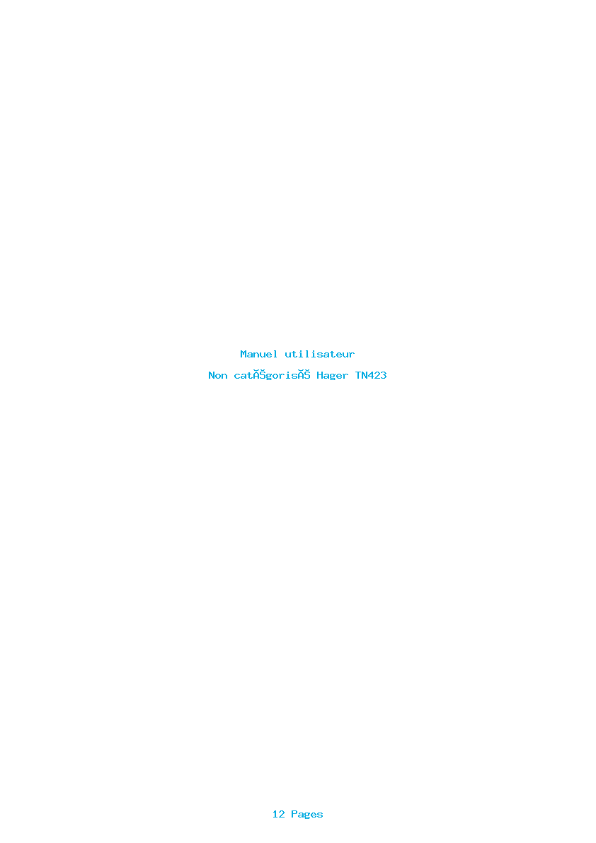 Page 1 de la notice Manuel utilisateur Hager TN423