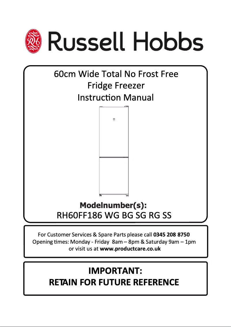 Page 1 de la notice Manuel utilisateur Russell Hobbs RH60FF186SS
