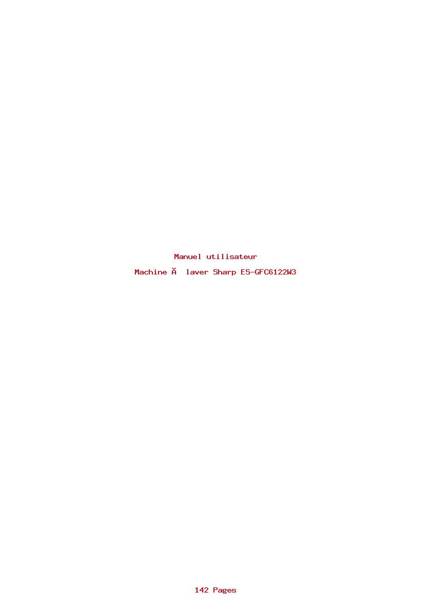 Page 1 de la notice Manuel utilisateur Sharp ES-GFC6122W3