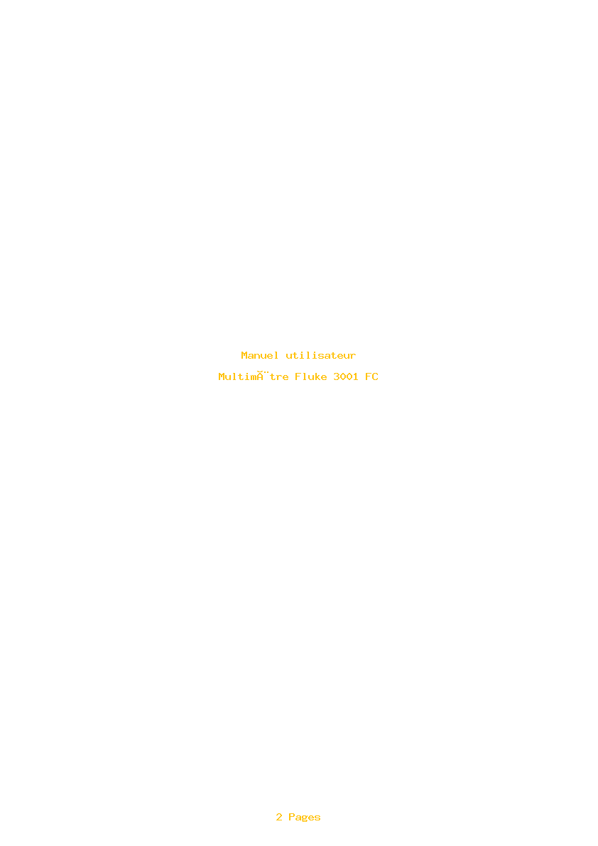 Page 1 de la notice Manuel utilisateur Fluke 3001 FC